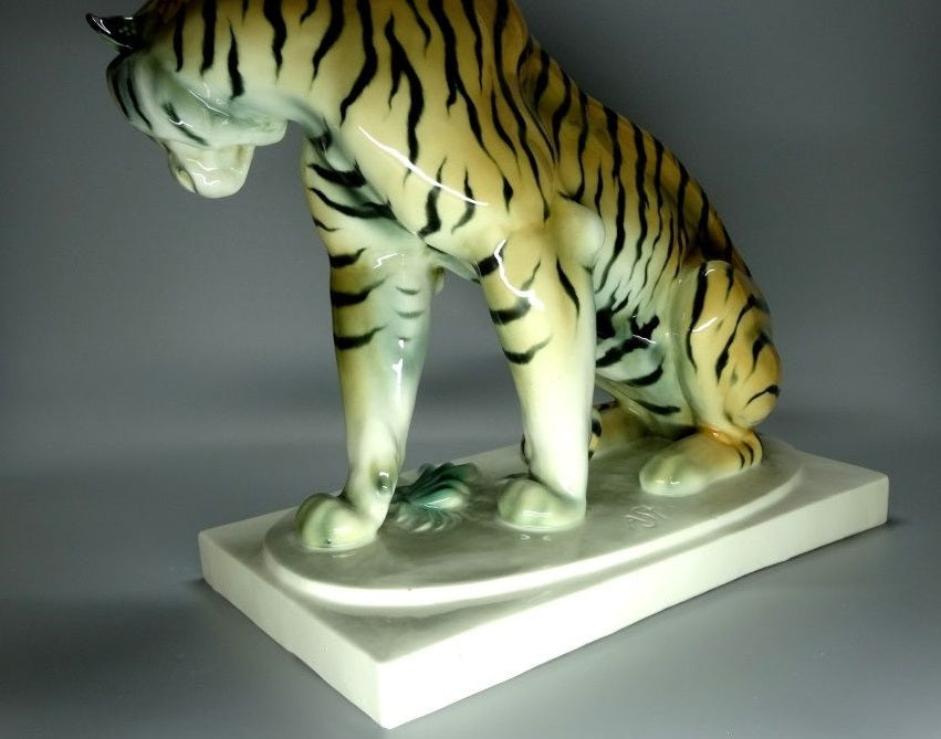 Antique Large Rare Tiger Porcelain Figurine Schwarzburger Original Art Sculpture #Ru199