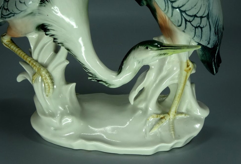 Vintage Grey Herons Birds Porcelain Figurine Original KARL ENS Art Statue Decor #Ru629