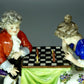 Antique Playing Chess Porcelain Figurine Original Volkstedt Germany 19th Art Sculpture Dec #Ru997