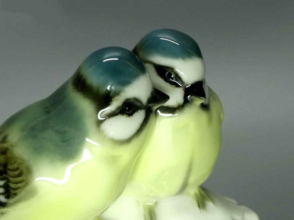 Antique Porcelain Pair Of Tits Birds Figurine Hutschenreuther Germany #L