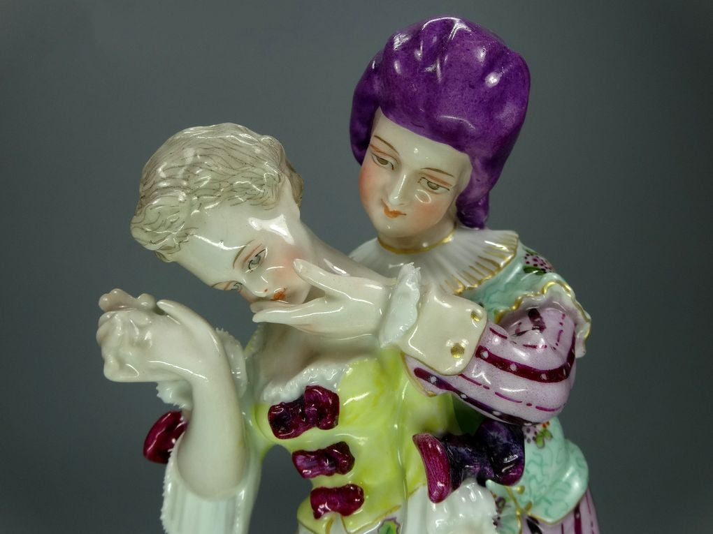 Antique Shy Kiss Porcelain Figurine Original Sitzendorf 19th Art Sculpture Decor #Ru731