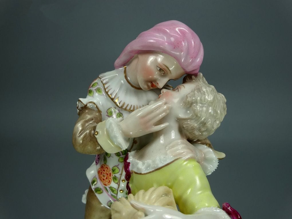 Antique Shy Kiss Porcelain Figurine Original Sitzendorf 19th Art Sculpture Decor #Ru732