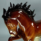 Vintage Brown Horse Fire Porcelain Figurine Original Katzhutte Art Decor Sculpture #Ru661