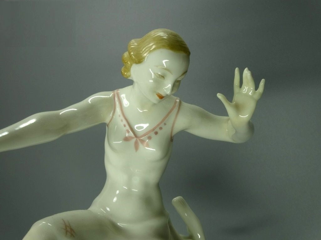 Antique Girl & Dog Joy Of Life Porcelain Figurine Hutschenreuthe Sculpture Decor #Ru130