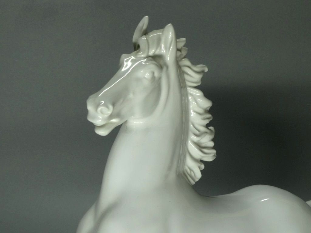 Antique Prancing Horse Porcelain Figurine Original Keramos 20th Art Sculpture Dec #Ru966