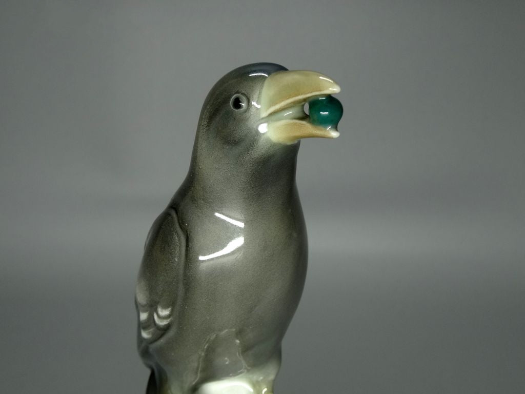Antique Crow Bird Porcelain Figurine Original KARL ENS Art Sculpture Decor #Ru825