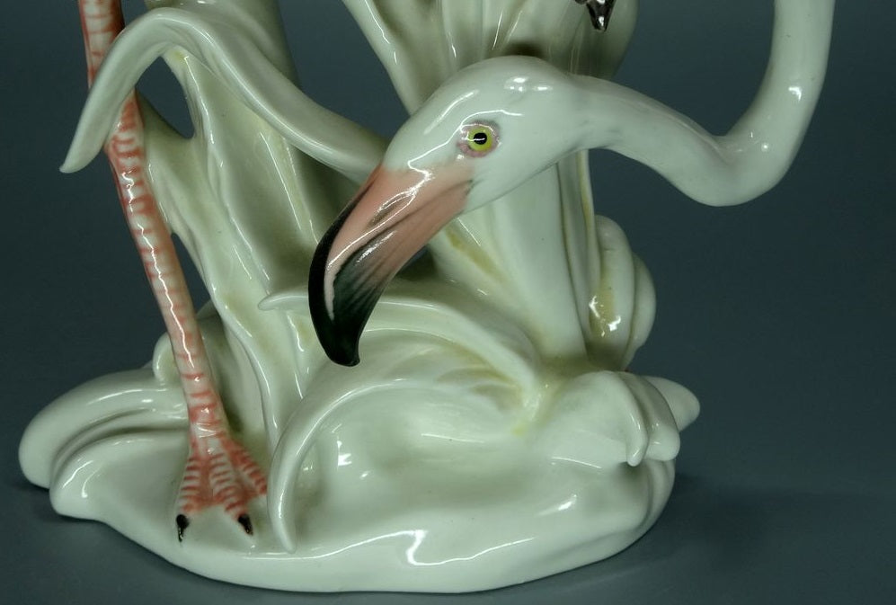 Vintage Pair Of Flamingos Porcelain Figurine Original KARL ENS Art Sculpture Decor #Ru781