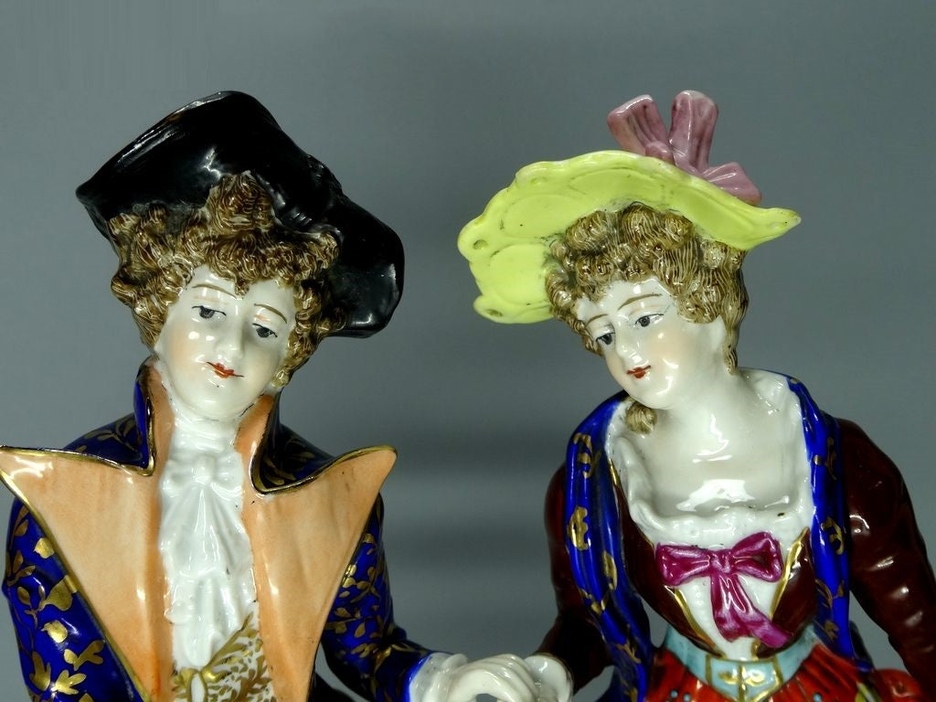 Antique Porcelain Gentle Couple On Stream Figure Samson France 1840 Art Decor #Ru86