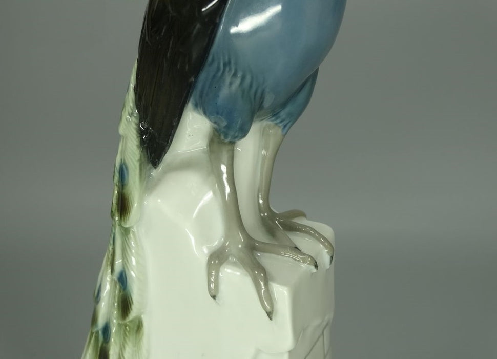 Antique Peacock Stand Porcelain Figure Original Galluba & Hofmann Art Sculpture #Ru333
