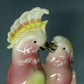 Vintage Pair Pink Parrots Porcelain Figurine Katzhutte Germany Sculpture Decor #Ru116