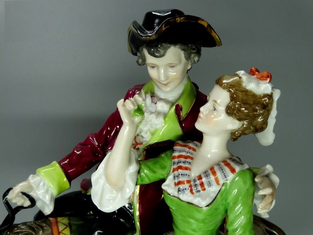 Antique Romantic Acquaintance Original Volksted Porcelain Figurine Art Sculpture #Ru265