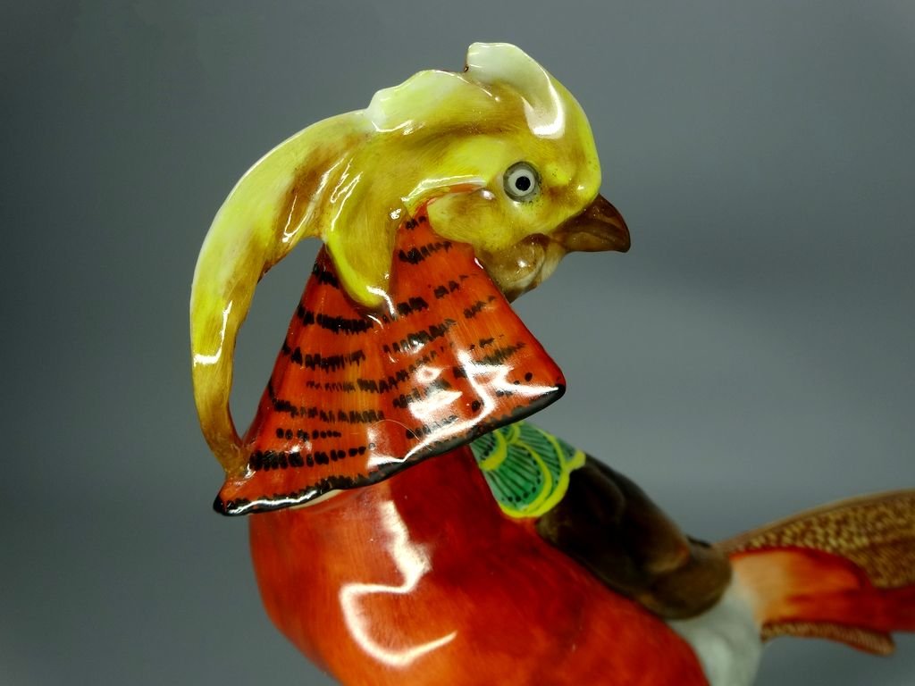 Vintage Golden Pheasant Porcelain Figurine Original Hutschenreuther 20th Art Sculpture Dec #Ru875