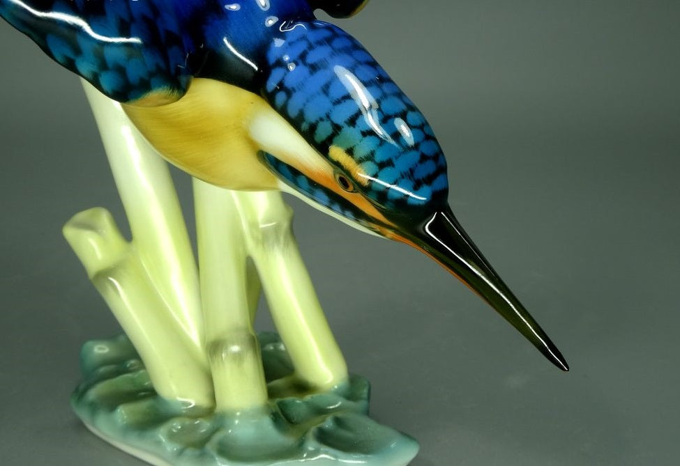 Vintage Kingfisher Bird Porcelain Figurine Original Hutschenreuther Art Sculpture #Ru741