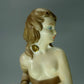 Vintage Tambourine Nude Girl Porcelain Figurine Dresden Original Art Sculpture #Ru183