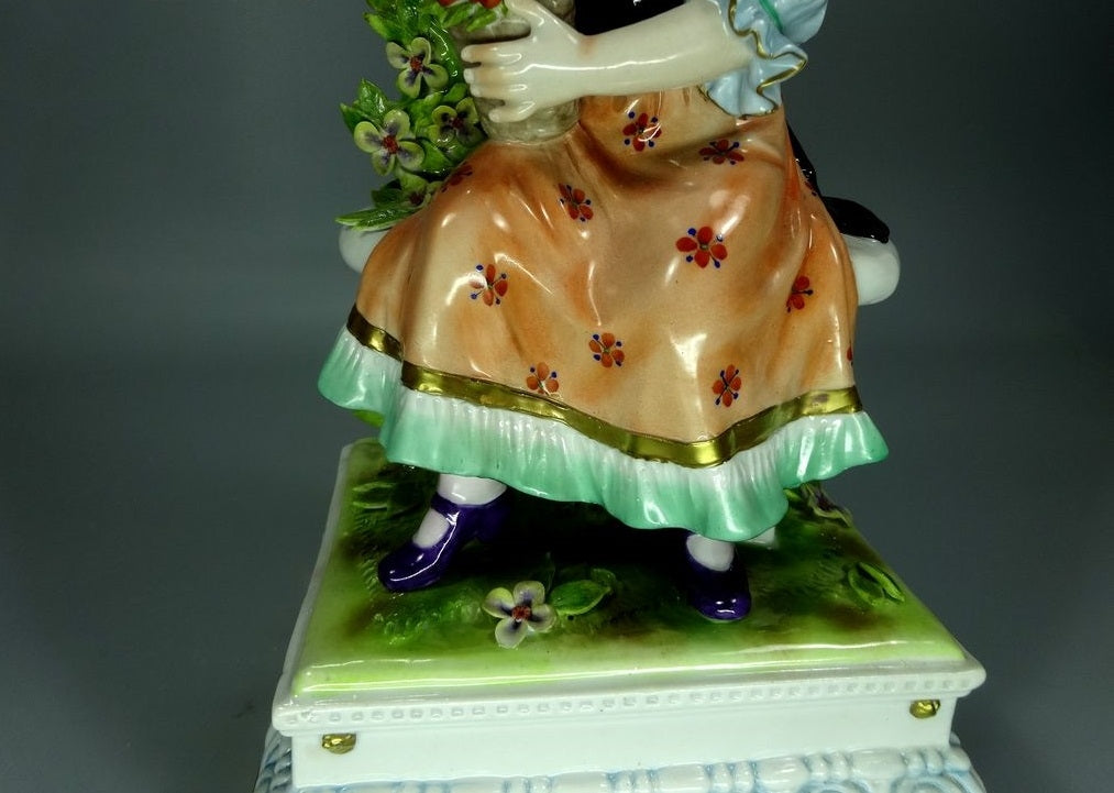 Vintage Cherry Girl Porcelain Figurine Original Kister Alsbach Art Statue Decor #Ru646