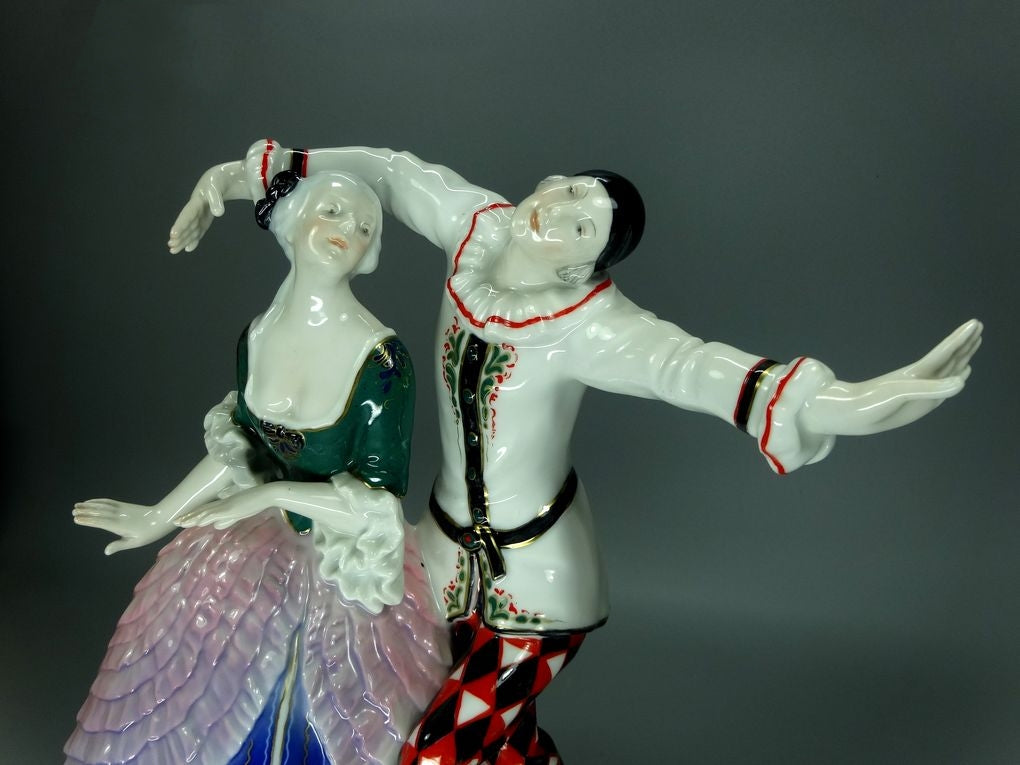 Antique Merry Pierrot Porcelain Figurine Original KARL ENS Art Sculpture Decor #Ru753