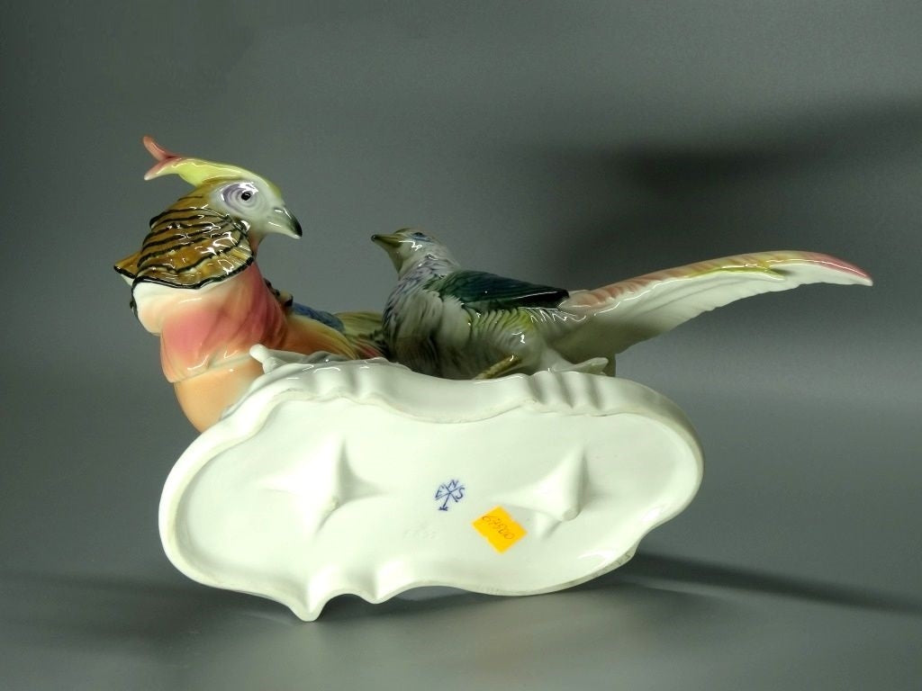 Vintage Golden Pheasants Birds Porcelain Figure Karl Ens Germany Art Decor #Ru127