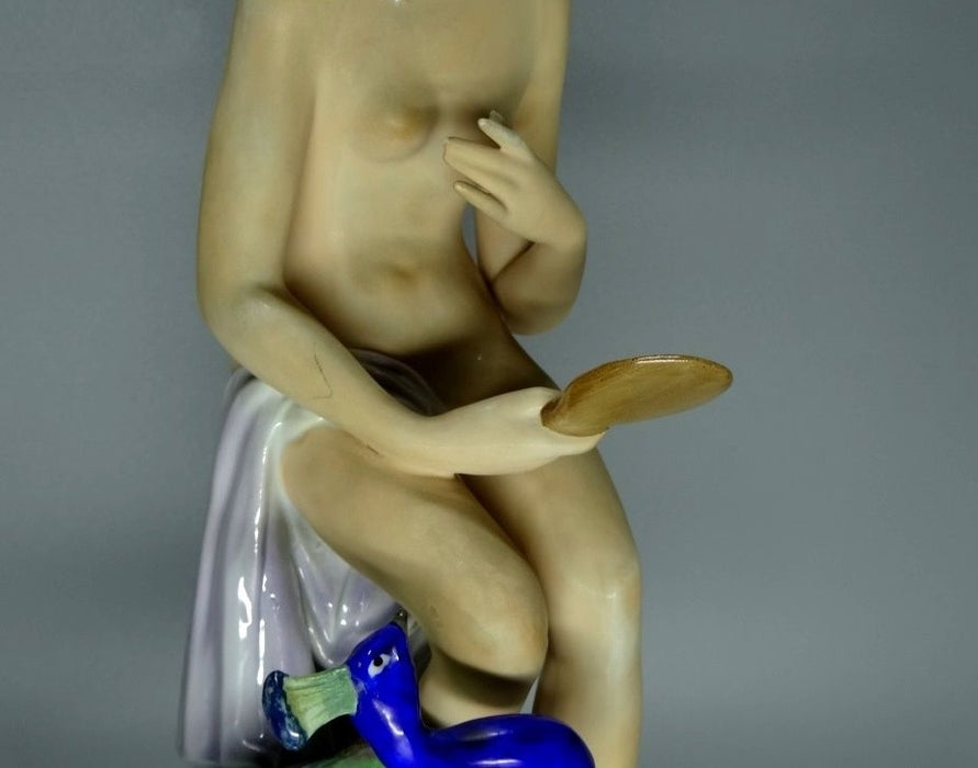 Vintage Peacock Nude lady Porcelain Figurine Fasold & Stauch Germany Art Decor #Ru101