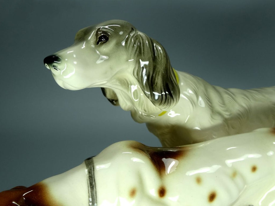 Vintage Hounds Dogs Porcelain Figurine Original Katzhutte Art Sculpture Decor #Ru794