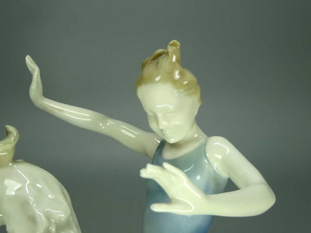 Antique Girl & Greyhound Porcelain Figurine Original Hutschenreuther Art Sculpture #Ru837