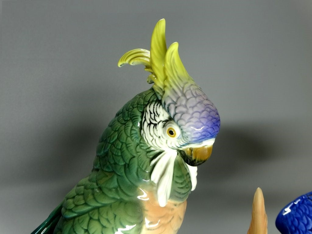 Vintage Pair Of Cockatoo Porcelain Figurine Original Karl Ens Art Sculpture Gift #Ru284