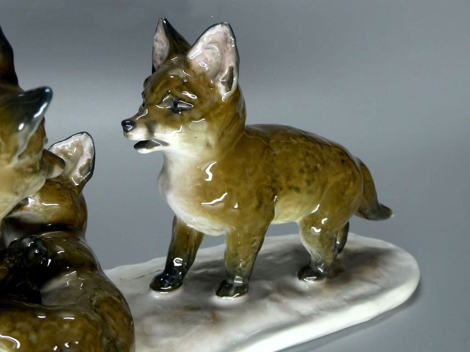 Vintage Foxes Porcelain Figurine Original Rosenthal Germany 20th Art Sculpture Dec #Ru992