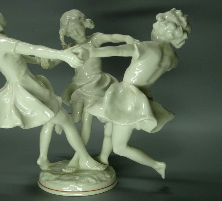 Antique Round Dance Girls Porcelain Figurine Hutschenreuther Germany Art Decor #Ru41