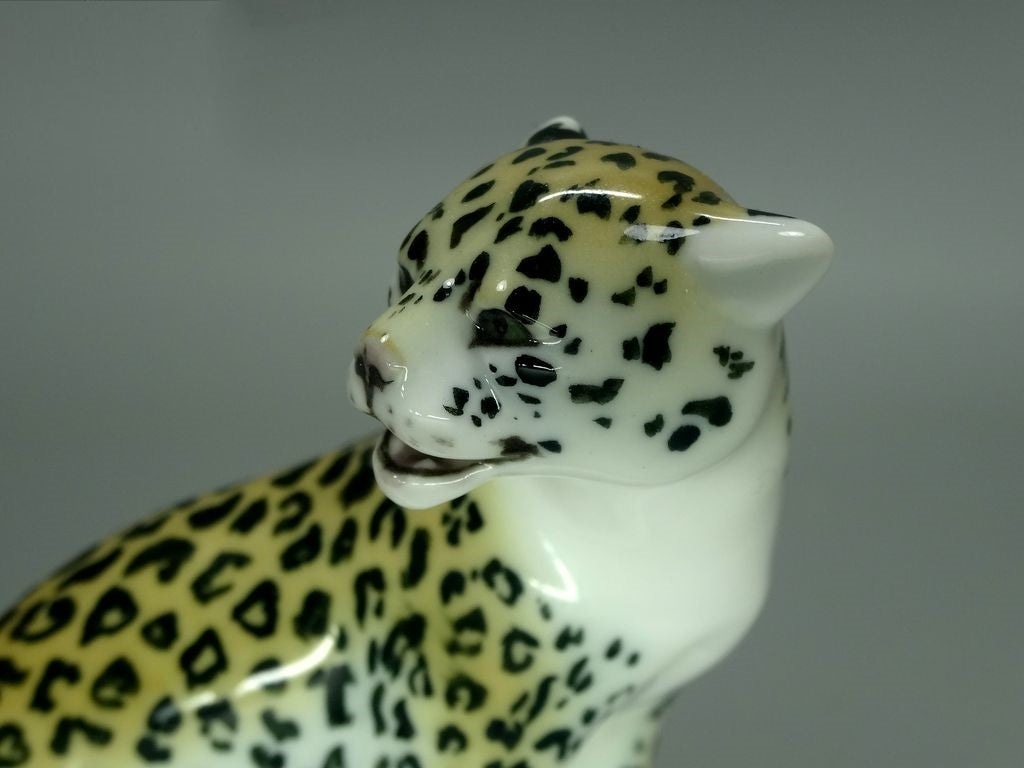 Antique Leopard Porcelain Figurine Original Metzler & Ortloff Art Sculpture Deco #Ru335