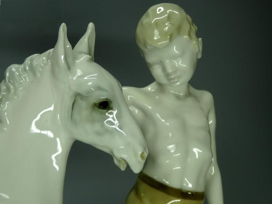 Antique Boyhood Horse Original Hutschenreuther Porcelain Figurine Art Sculpture #Ru487