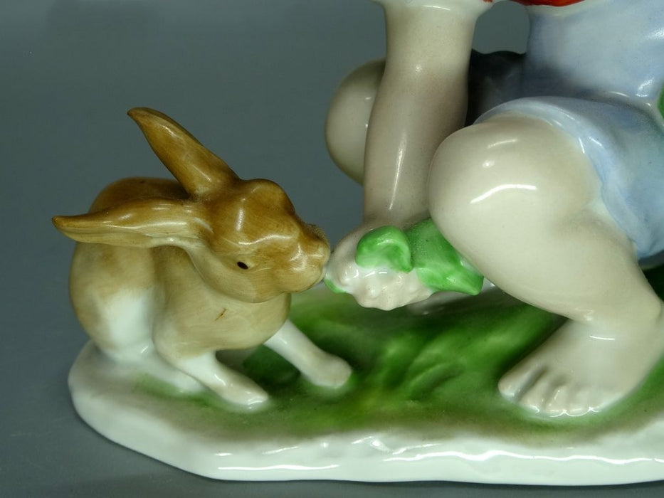 Vintage Girl With Rabbits Porcelain Figurine Original Rosenthal Art Sculpture Decor #Ru813