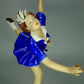 Vintage Blue Skater Lady Porcelain Figurine Dresden Original Art Sculpture Decor #Ru186