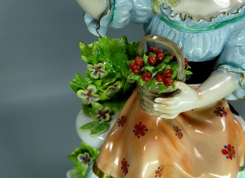 Vintage Cherry Girl Porcelain Figurine Original Kister Alsbach Art Statue Decor #Ru646