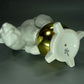 Vintage Bear On Ball Porcelain Figurine Original Neu Tettau 20th Art Sculpture Dec #Ru889