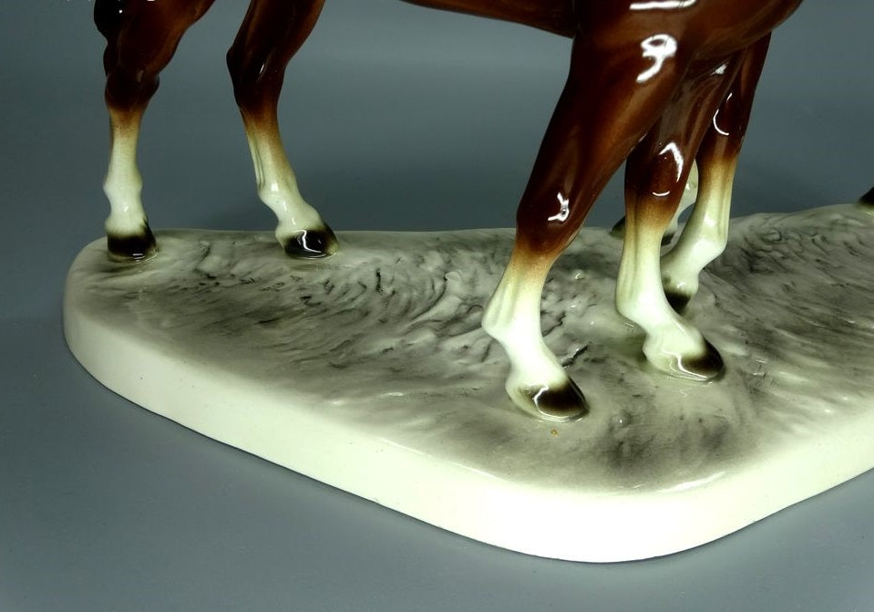 Vintage Pair Of Horses Original Katzhutte Porcelain Figure Art Statue Decor Gift #Ru561