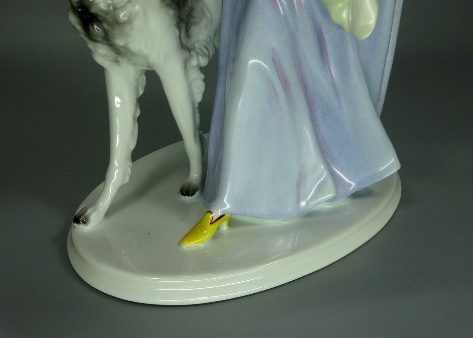 Vintage Lady & Greyhound Dog Porcelain Figurine Original Rosenthal Art Sculpture #Ru301