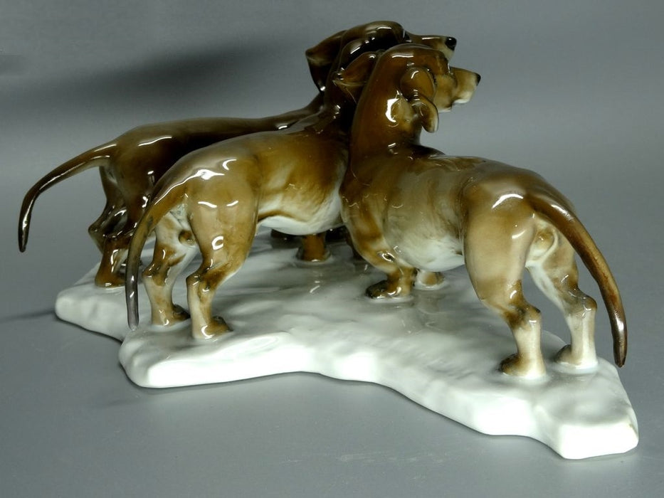 Vintage 3 Dachshunds Dogs Porcelain Ceramic Figure Rosenthal Germany Art Decor#Ru40
