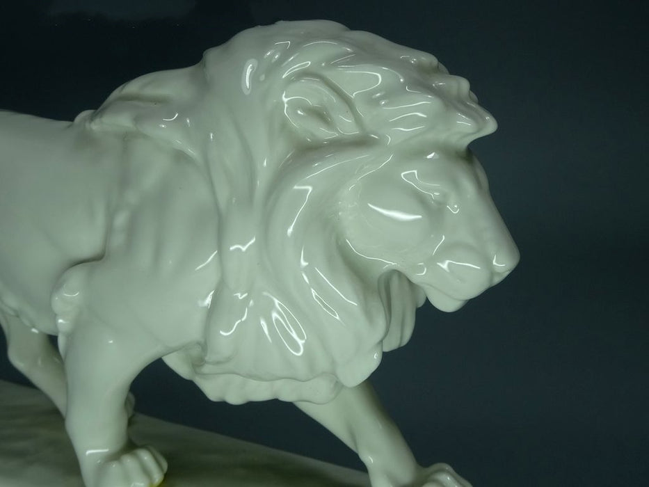Vintage White Lion Porcelain Figurine Original Hutschenreuther Art Sculpture Decor #Ru795